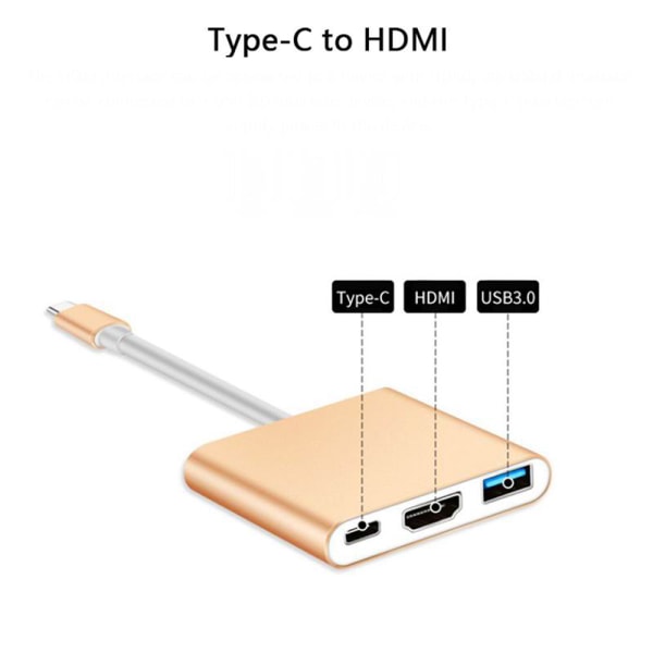 USB 3.1 Type-C Adapter HDMI USB Grå