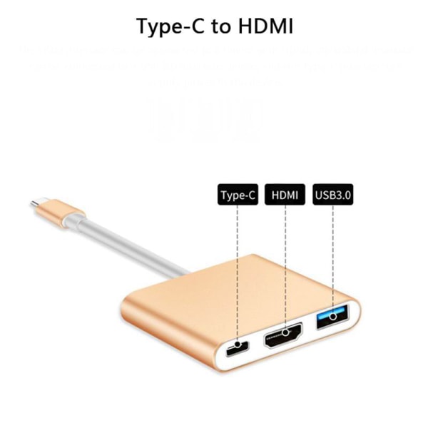 USB 3.1 Type-C Adapter HDMI USB Guld