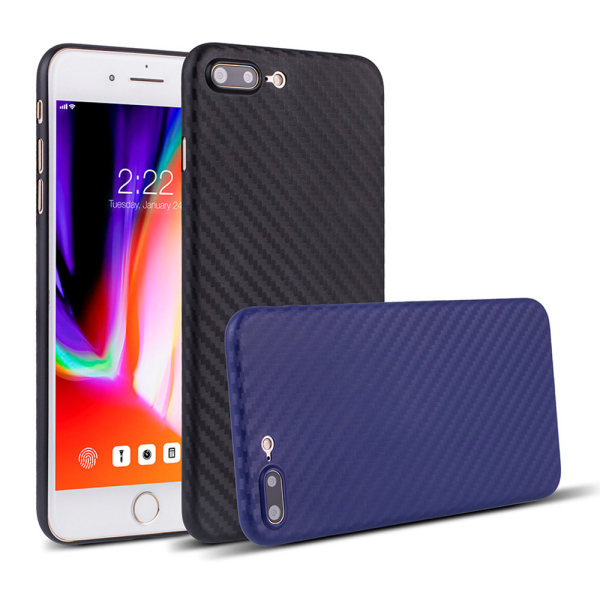 iPhone 8 Plus - Praktiskt Stilsäkert Carbonmodell (LEMAN) Svart