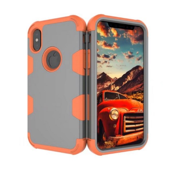 Smart Multilayer Cover til iPhone X/XS Grå/Orange Grå/Orange