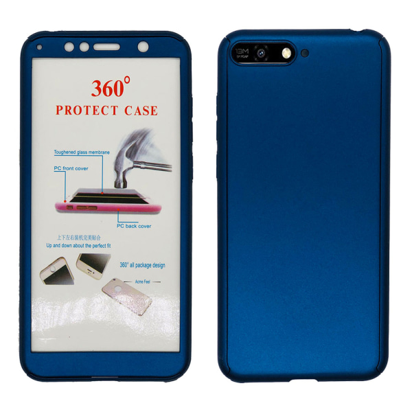 Huawei Y6 2018 - Käytännöllinen suojakuori, kaksipuolinen Blå