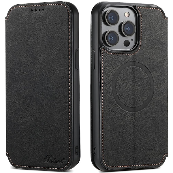 iPhone 14 Pro Plånboksfodral - Lyxig Design & Smart Funktionalitet Mörkbrun