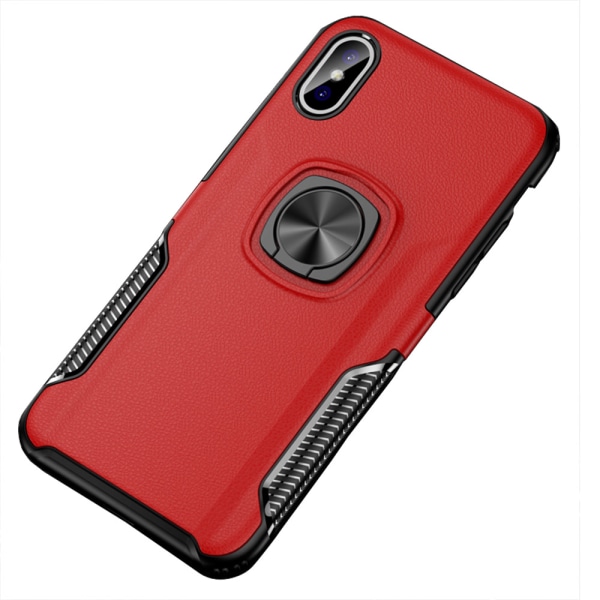 Elegant Leman Skal med Smart Ringh�llare - iPhone XR Röd Röd