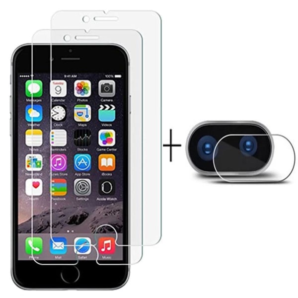 3-PACK iPhone 7 Plus -näytönsuoja + kameran linssinsuoja HD 0,3 mm Transparent/Genomskinlig