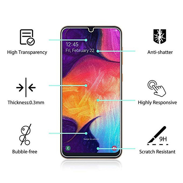 Galaxy A40 | Skärmskydd | Standard | Screen-Fit | HD-Clear Transparent/Genomskinlig