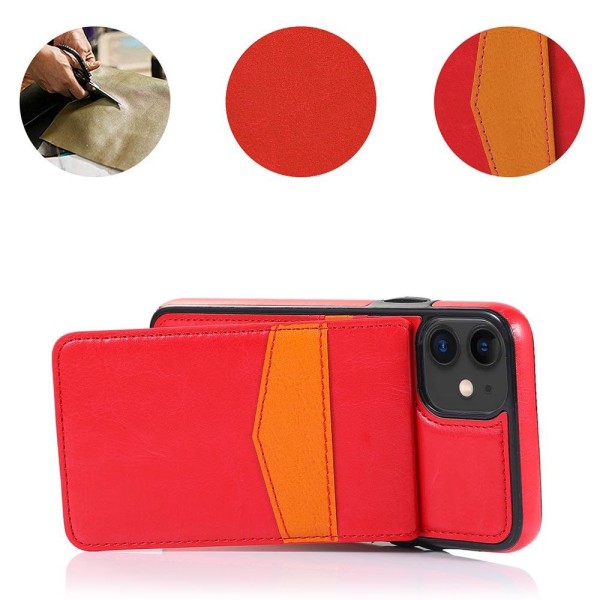 iPhone 12 - Tehokas käytännöllinen kotelo korttitelineellä LEMAN Röd