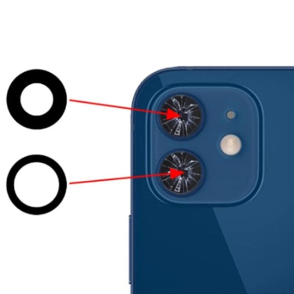 2-PACK iPhone 12 takakameran vanteen linssin varaosa Transparent/Genomskinlig