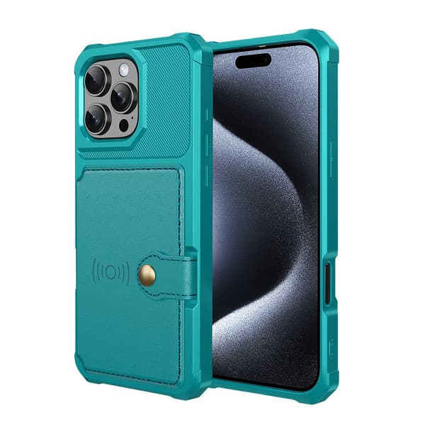 iPhone 16 Pro - Elegant Skyddande Skal med Kortfack Blå