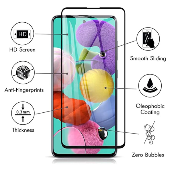 Samsung Galaxy A41 2.5D 3-PACK skærmbeskyttelsesramme 9H 0.3mm Svart