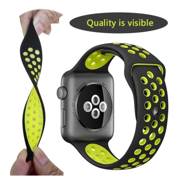 Apple Watch 42mm - Händiga Silikonarmband -ROYBEN ORGINAL- Svart/Grön M