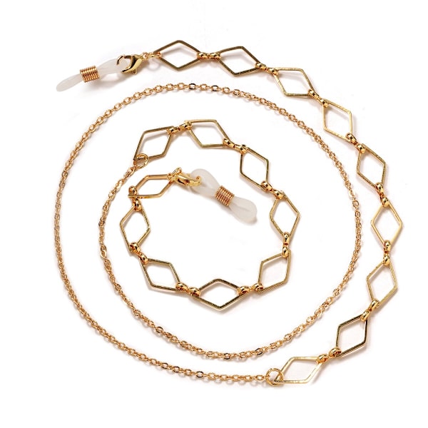 Eleganta Glasögon-Kedjor (Senilsnöre) Guld Lozenge