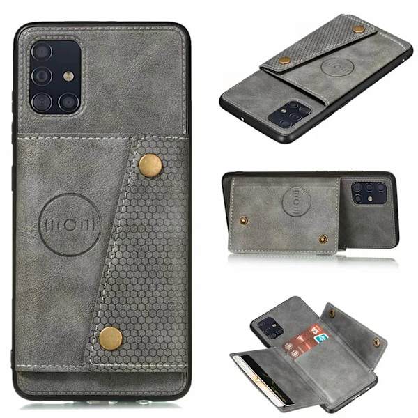 Samsung Galaxy A51 - Effektivt stilfuldt cover med kortrum Grå