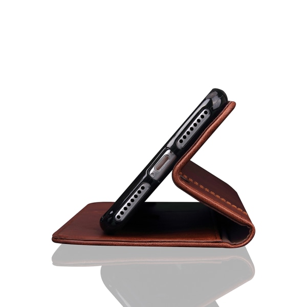 LEMAN Stilig lommebokdeksel til iPhone X/XS Mörkbrun