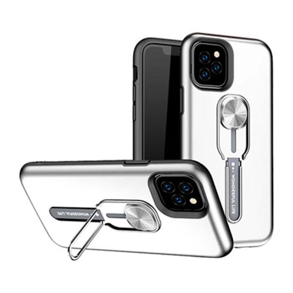 iPhone 12 Pro Max - Stilsäkert Skyddande Skal med Hållare Silver