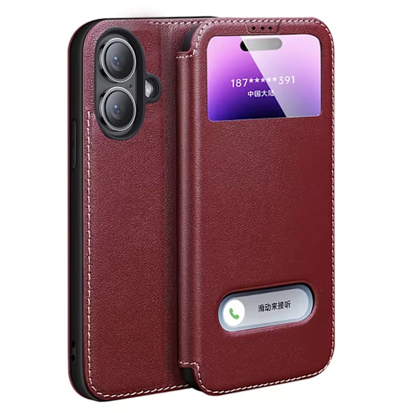 iPhone 16 - Elegant och skyddande läderskal från Leman Svart