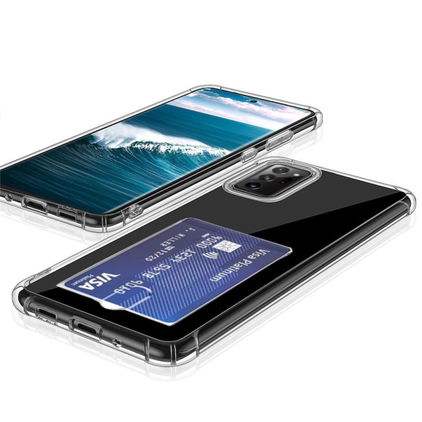 Samsung Galaxy Note 20 Ultra - Beskyttende Silikone Cover Kortholder Transparent/Genomskinlig