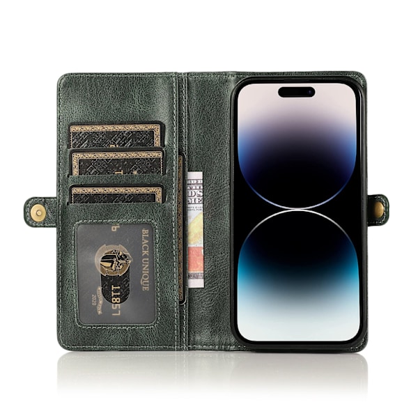 Elegant plånboksfodral i läder för iPhone 15 Pro Max Brun