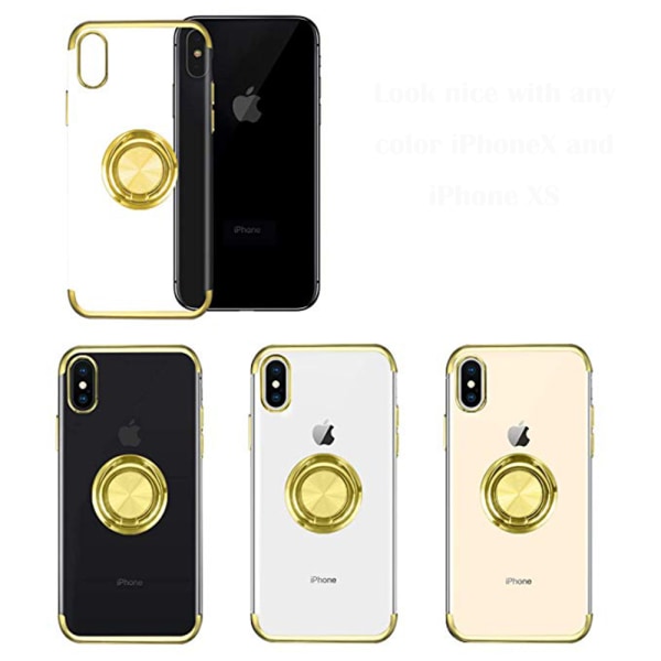 iPhone X/XS - Praktisk Silikon Skal Ringholder Guld Guld
