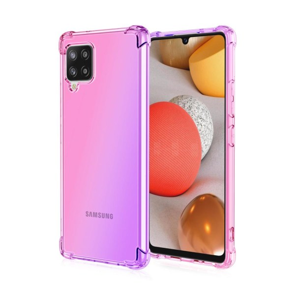 Samsung Galaxy A12 - Elegant stødabsorberende Floveme silikonetu Blå/Rosa