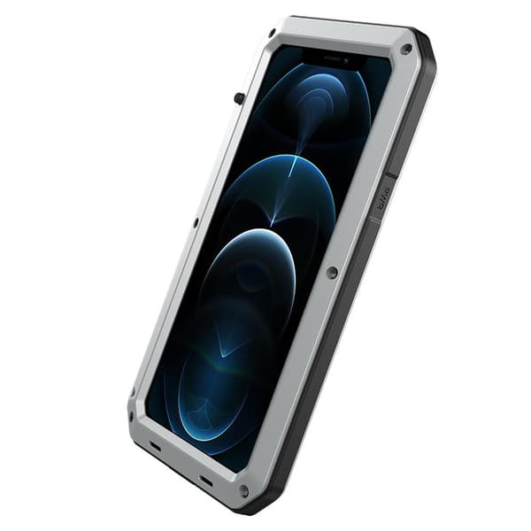iPhone 12 Pro Max - Skyddande Heavy Duty Aluminium Skal Silver