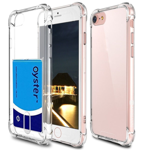 iPhone 6/6S - Silikone etui med kortholder Transparent/Genomskinlig