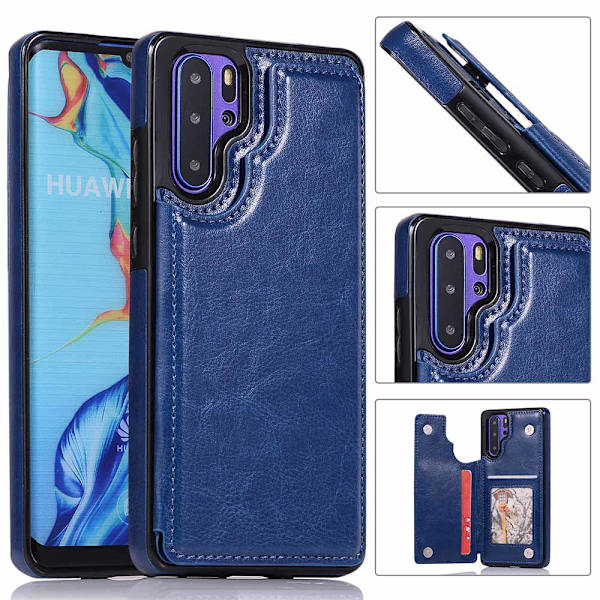 Elegant Smart Skal med Korthållare - Huawei P30 Pro Svart