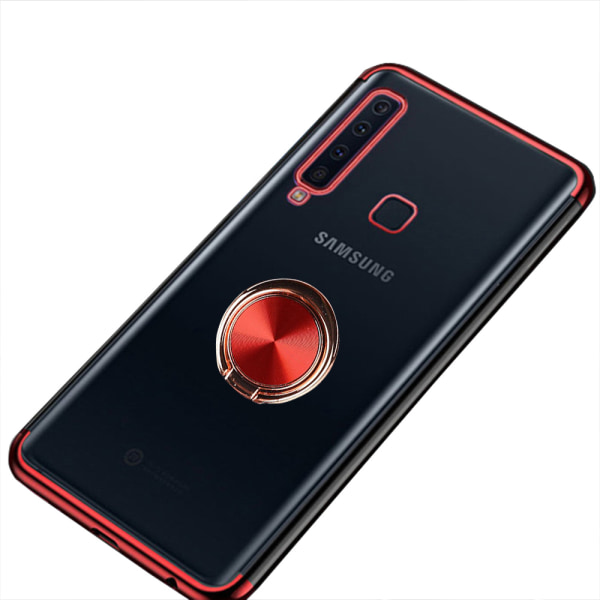 Silikondeksel med ringholder - Samsung Galaxy A9 2018 Röd