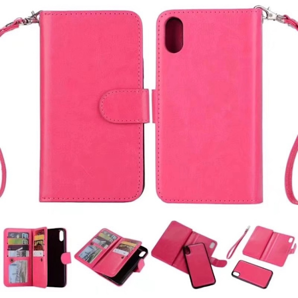 iPhone X/XS 9-Kort Sedelfack Plånboksfodral Rosa