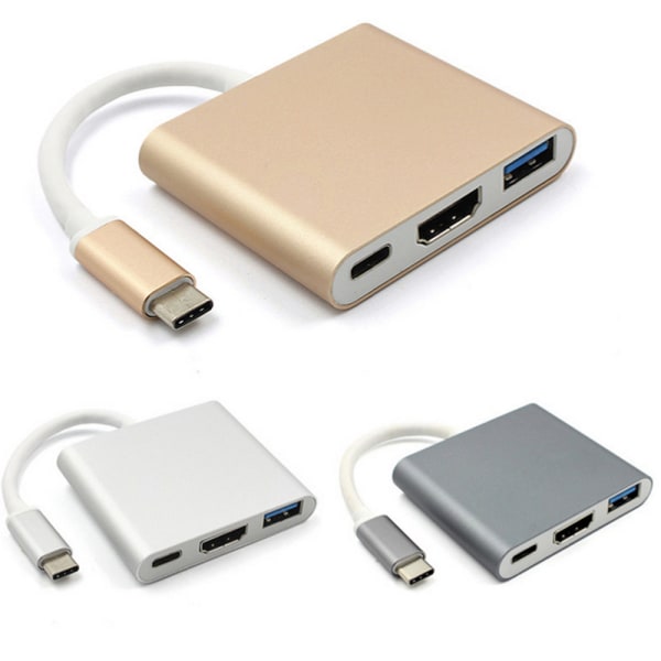 USB 3.1 Type-C Adapter HDMI USB Grå
