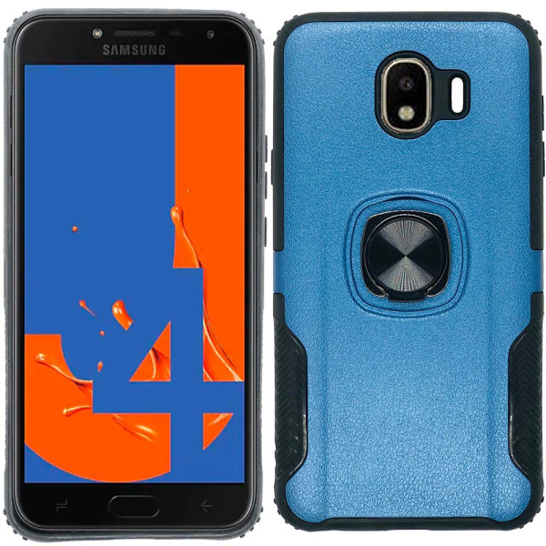Eksklusivt cover med ringholder - Samsung Galaxy J4 2018 Mörkblå