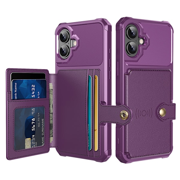Elegant Plånboksfodral i Lyxigt PU-läder för iPhone 16 Svart
