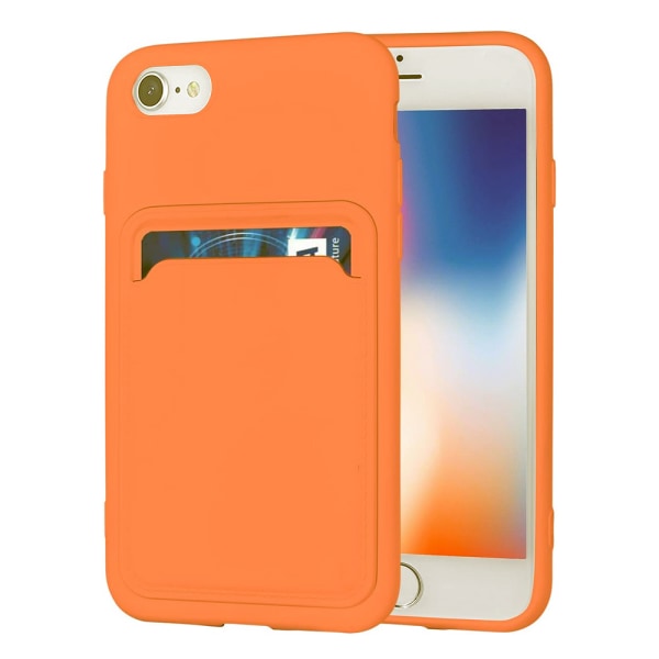 iPhone SE 2020 - Glatt Floveme-deksel med kortholder Orange