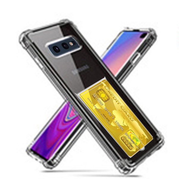 Samsung Galaxy S10E - Stötdämpande Skal med Kortfack Transparent/Genomskinlig