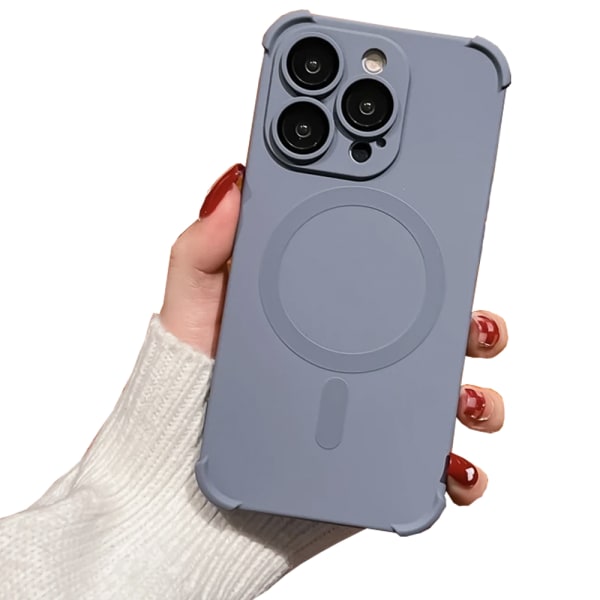 iPhone 12 Pro Max - Silikonskal med Magnetiskt Stötskydd Vintage Vit