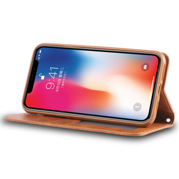 iPhone X/XS - Stilrent Praktiskt Plånboksfodral Ljusbrun