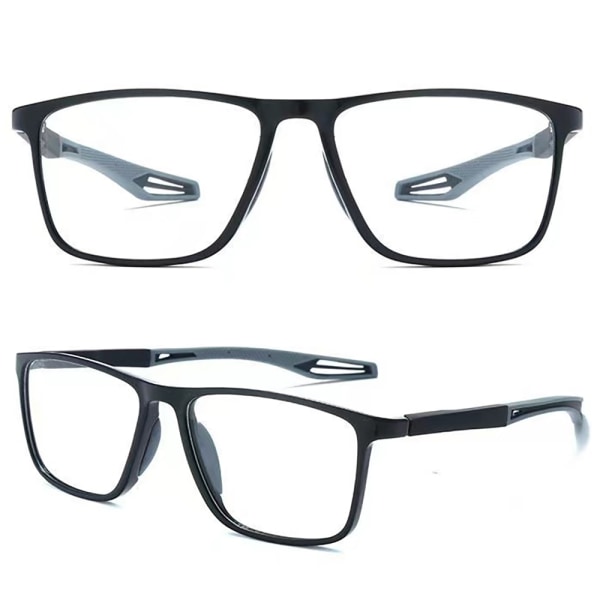 Unisex sportglasögon för närsynthet: Ultralätta silikon- och TR-glasögon, blåljusfilter, halkfria. Svart / Grå +1.5