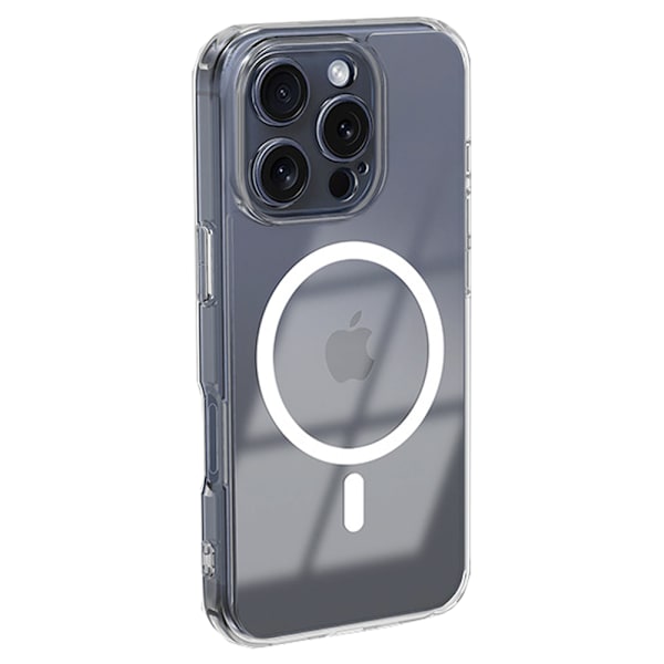 iPhone 16 Pro - Kraftfullt Skyddande Magnetiskt Skal Genomskinlig
