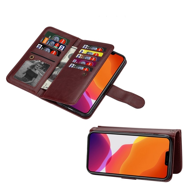 iPhone 13 - Robust Elegant 9-Card Wallet Cover Röd