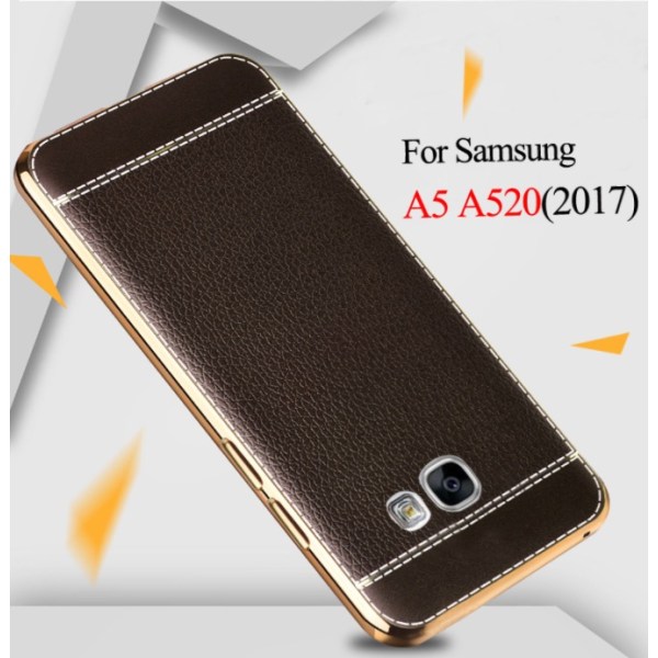 Galaxy A5 (2017) Stilfuldt silikonecover med læder Ljusbrun Ljusbrun