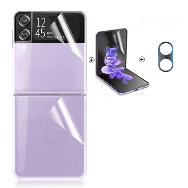 4-in-1 Galaxy Z Flip 3 Skärmskydd 2.5D Kameralinsskydd Transparent