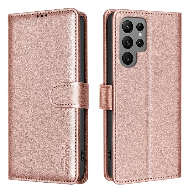 Samsung Galaxy S23 Ultra Flip-Fodral - 360° Skydd & Ställfunktion Roséguld
