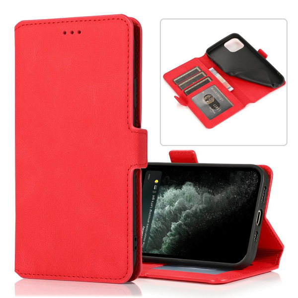 iPhone 12 Mini - Effektfullt Smart Plånboksfodral (FLOVEME) Röd