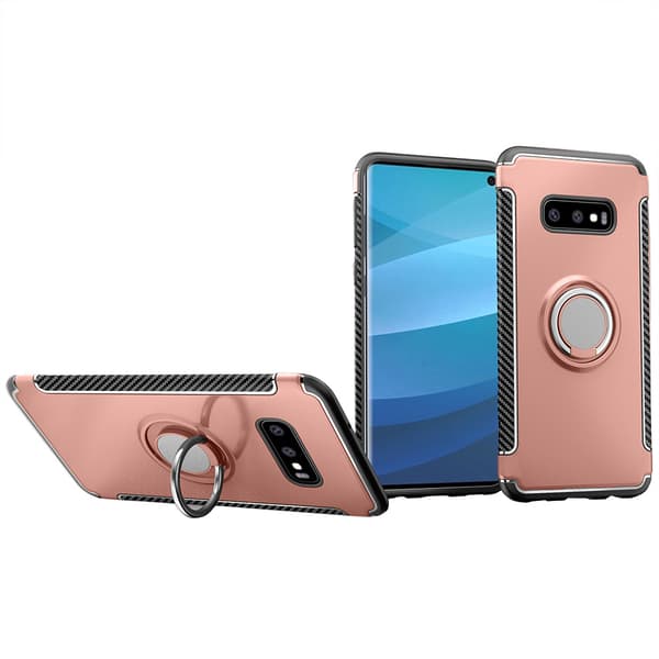 Samsung Galaxy S10 - Elegant Floveme Skal med Ringhållare Silver