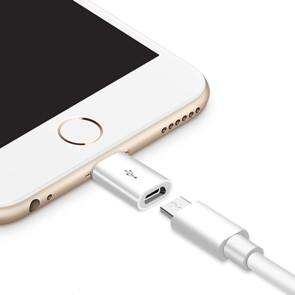Adapter Micro-USB til iPhone 2in1 Opladning + Dataoverførsel Vit
