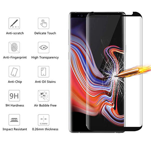 2-PACK Skärmskydd CASE-Friendly HD 0,3mm Galaxy Note 9 Svart