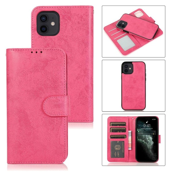 iPhone 12 Mini - Stilsäkert Praktiskt Dubbelfunktion Plånboksfod Rosa