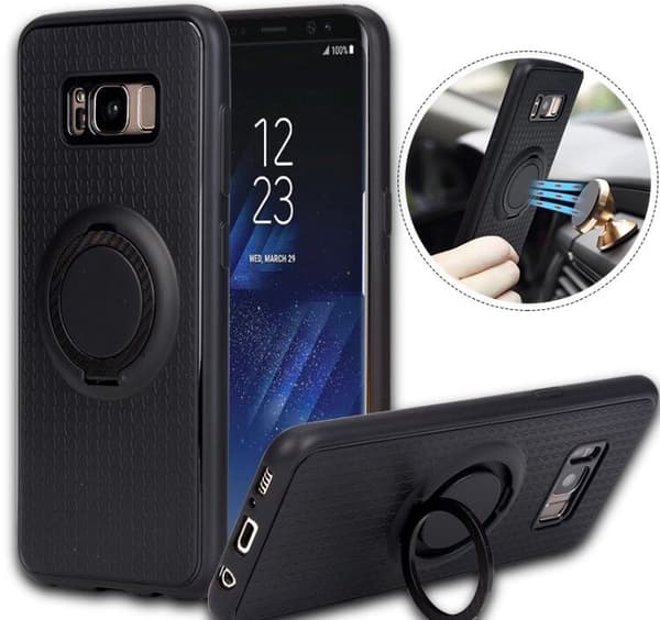 Galaxy S8 - Carbon Silikonecover med Ringholder FLOVEME Grå