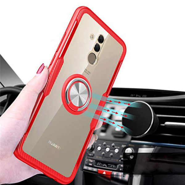 Stilfuldt cover med ringholder (NANO) - Huawei Mate 20 Lite Röd/Silver