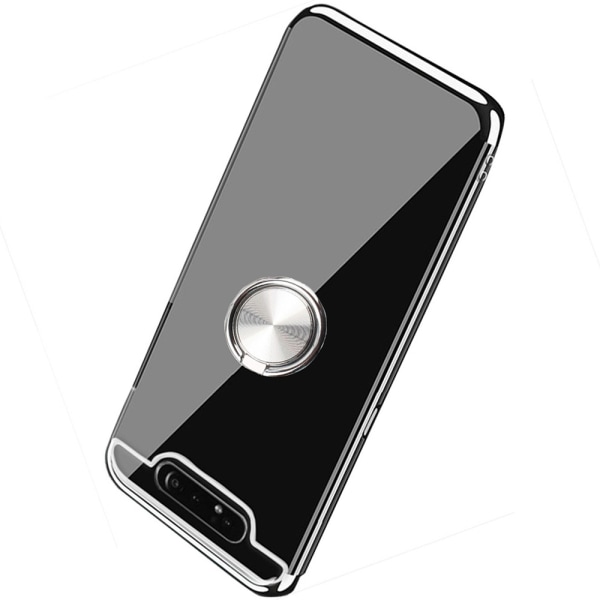 Professionelt silikone etui med ringholder - Samsung Galaxy A80 Silver
