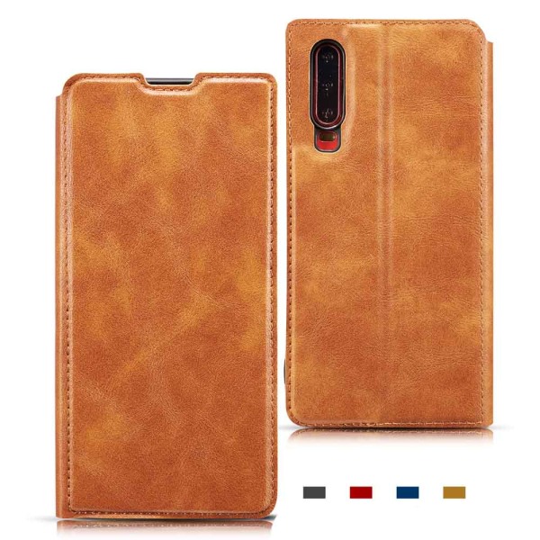 Huawei P30 - Praktiskt Smart Plånboksfodral VINTAGE Röd Röd
